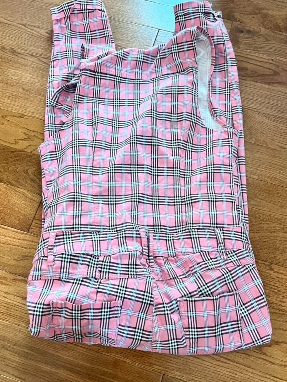 Like an Angel,Pink Plaid Sleeveless,Belt Loops,Jumpsuit,Button-Front,EUC,Size M - Picture 5 of 10